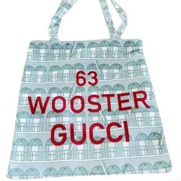New Gucci 63 Wooster Tote - Mint and Red - Picture 1 of 4